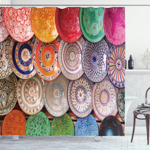 Ambesonne Moroccan Shower Curtain, Traditional Colorful, 69"Wx84"L, Multicolor
