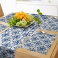 thumbnail image 1 of Ambesonne Moroccan Table Runner & Placemats, Floral Traditional Damask, Placemat 4 pcs + Runner 16"x90", Off White Dark Sky Blue, 1 of 2