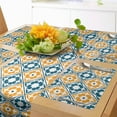 thumbnail image 1 of Ambesonne Moroccan Table Runner & Placemats, Spanish Azulejo Style, Placemat 4 pcs + Runner 12"x90", Teal Marigold White, 1 of 2