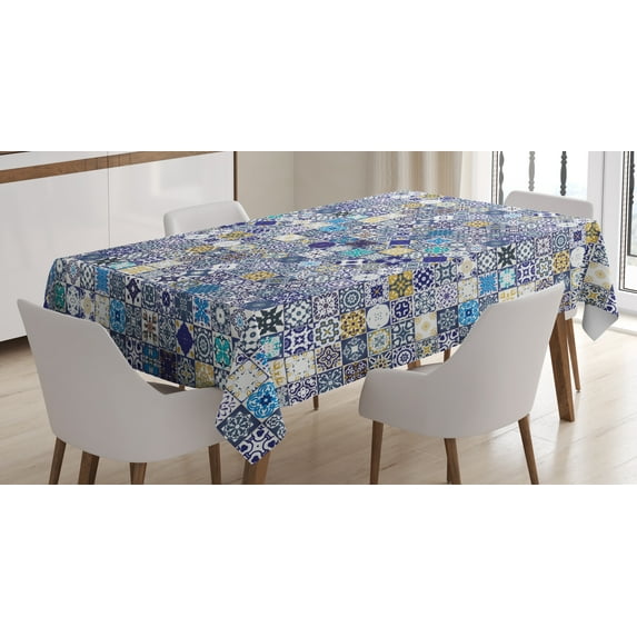Ambesonne Moroccan Tablecloth Rectangular Table Cover, Mediterranean Vintage, 52"x70", Multicolor
