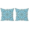 thumbnail image 1 of Ambesonne Moroccan Throw Pillow Cover 2 Pack, Geometrical Mosaics, 24", Blue White, 1 of 6