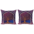 thumbnail image 1 of Ambesonne Moroccan Throw Pillow Cover 2 Pack, Retro Eastern Branches, 18", Purple Blue, 1 of 2