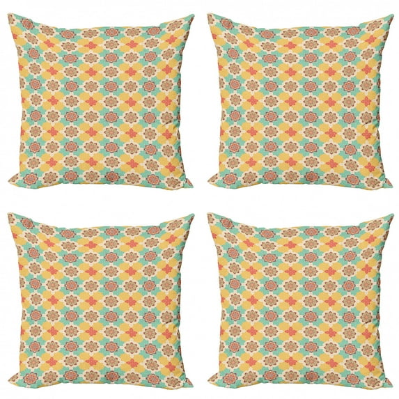 Ambesonne Moroccan Throw Pillow Cover 4 Pack, Boho Native Culture, 18", Multicolor