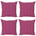 thumbnail image 1 of Ambesonne Moroccan Throw Pillow Cover 4 Pack, Checkered Pink, 24", Magenta Purple Marigold, 1 of 2