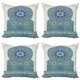 thumbnail image 1 of Ambesonne Moroccan Throw Pillow Cover 4 Pack, Eastern Ceramic Tile, 16", Pale Coffee Turquoise, 1 of 7