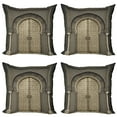 thumbnail image 1 of Ambesonne Moroccan Throw Pillow Cover 4 Pack, Folk Aged Door Geometric, 24", Sepia Black, 1 of 7
