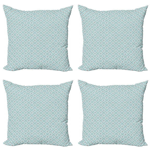 Ambesonne Moroccan Throw Pillow Cover 4 Pack, Mediterranean Damask Art, 18", Seafoam Grey