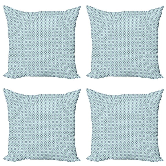 Ambesonne Moroccan Throw Pillow Cover 4 Pack, Mediterranean Sea Tones, 20", Pale Teal Dark Sky Blue