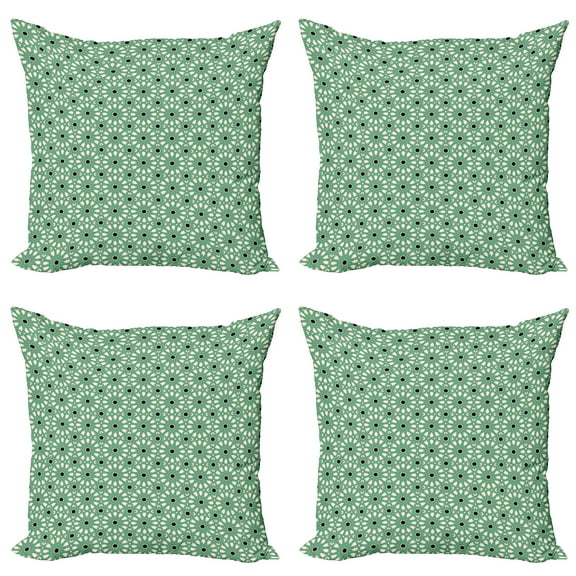 Ambesonne Moroccan Throw Pillow Cover 4 Pack, North Stars, 20", Sea Green Cream Black
