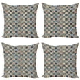 thumbnail image 1 of Ambesonne Moroccan Throw Pillow Cover 4 Pack, Portuguese Tiles Motif, 24", Dark Blue Amber Red, 1 of 2