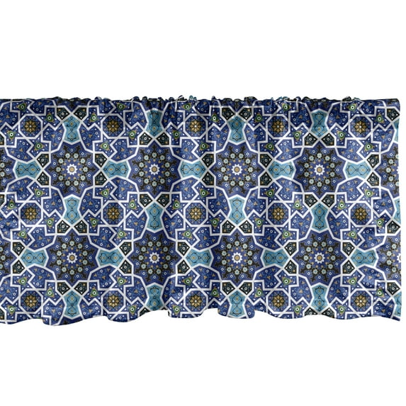 Ambesonne Moroccan Window Valance, Persian Gypsy Design, 54" X 12", Royal Blue