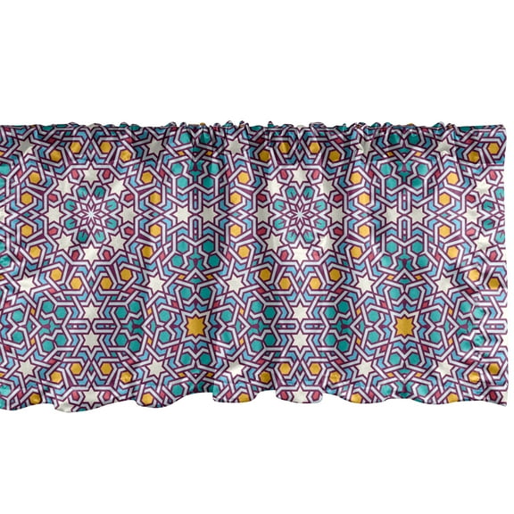 Ambesonne Moroccan Window Valance, Star Pattern, 54" X 18", Multicolor