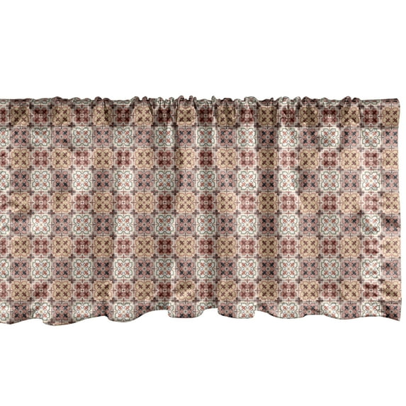 Ambesonne Moroccan Window Valance, Vintage Curlicue East Art, 54" X 12", White Green