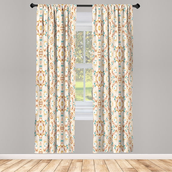 Ambesonne Mosaic Curtains, Antique Roman Time Lines Art, Pair of 28"x63", White Burgundy
