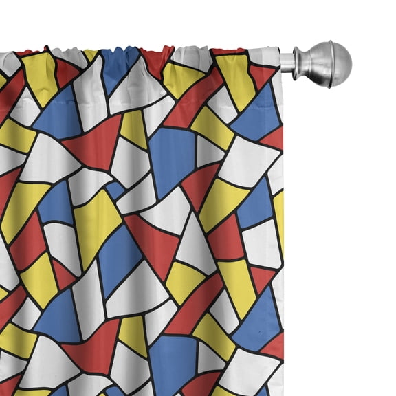 Ambesonne Mosaic Curtains, Colorful Retro Stained Glass, Pair of 28"x63", Multicolor