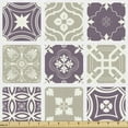 thumbnail image 1 of Ambesonne Mosaic Fabric by the Yard Upholstery, Ethnic Vintage Ceramic Tiles, 5 Yards, Eggplant Pale Khaki and White, 1 of 5