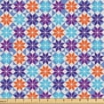 thumbnail image 1 of Ambesonne Mosaic Fabric by the Yard Upholstery, Geometric Snowflake Trippy, 1 Yard, Deep Sky Blue Indigo, 1 of 1