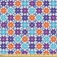 thumbnail image 1 of Ambesonne Mosaic Fabric by the Yard Upholstery, Geometric Snowflake Trippy, 5 Yards, Deep Sky Blue Indigo, 1 of 1