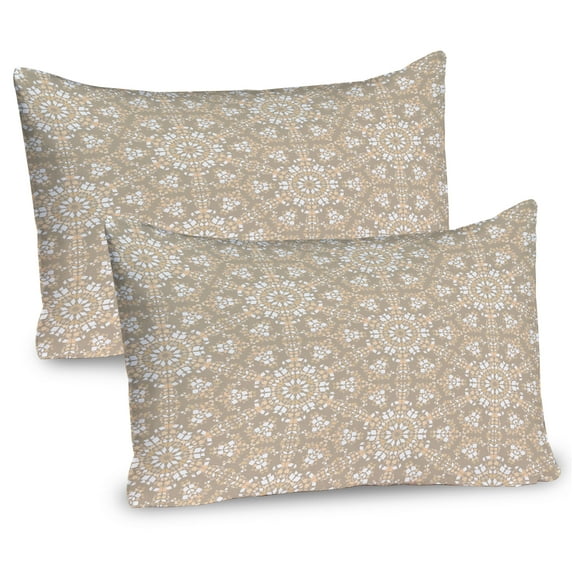 Ambesonne Mosaic Pillow Sham 2 Pack, Antique Roman Cultural, 30"x20", White Peach Tan