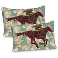 thumbnail image 1 of Ambesonne Mosaic Pillow Sham 2 Pack, Stable Jockey Silhouette, 36"x20", Purple Pale Brown Teal, 1 of 3