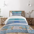 thumbnail image 1 of Ambesonne Mosaic Quilted Bedspread Set 2 Pcs, Marine Style Pattern, Twin Size, Slate Blue, 1 of 5