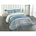 thumbnail image 1 of Ambesonne Mosaic Quilted Bedspread Set 3 Pcs, Marine Style Pattern, Queen Size, Slate Blue, 1 of 5