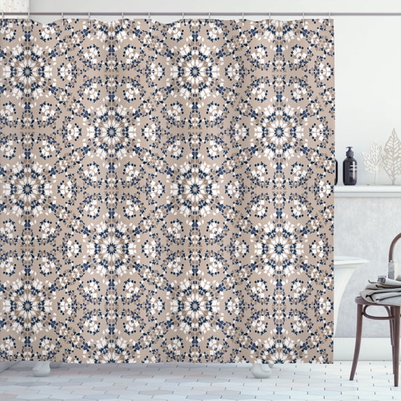 Ambesonne Mosaic Shower Curtain, Roman Time Rock Design Print, 69"Wx84"L, Pale Sepia