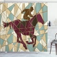 thumbnail image 1 of Ambesonne Mosaic Shower Curtain, Stable Jockey Silhouette, 69"Wx70"L, Purple Pale Brown Teal, 1 of 5