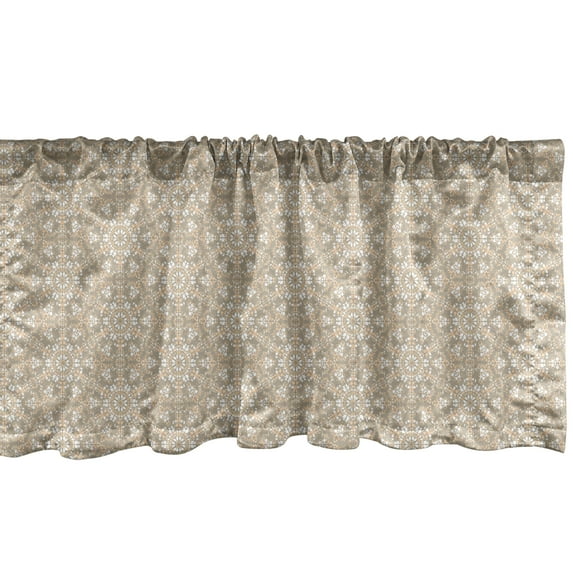 Ambesonne Mosaic Window Valance, Antique Roman Cultural, 54" X 12", White Peach Tan
