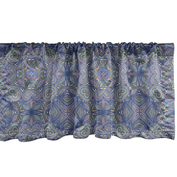 Ambesonne Mosaic Window Valance, Colorful Dotwork Pattern, 42" x 18", Dark Lavender Multicolor