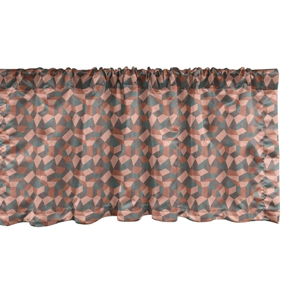 Ambesonne Mosaic Window Valance, Contemporary Geometrical Art, 54" X 18", Cocoa Coral