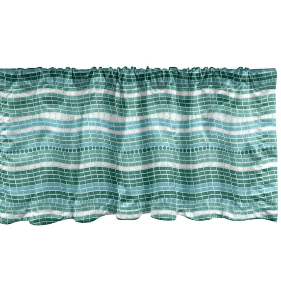 Ambesonne Mosaic Window Valance, Traditional Wavy Mosaic Tile, 42" x 12", Cadet Blue and Jade Green