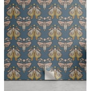 Ambesonne Moth Boho Peel & Stick Wallpaper for Home, Pastel Wingy Animal Print, 13"x100", Slate Blue Blush Mustard