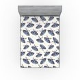thumbnail image 1 of Ambesonne Moth Drawing Fitted Sheet, Jungle Animal Wingy, Full Size, Dark Sky Blue Off White, 1 of 5