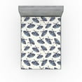 thumbnail image 1 of Ambesonne Moth Drawing Fitted Sheet, Jungle Animal Wingy, Queen Size, Dark Sky Blue Off White, 1 of 5
