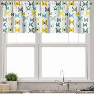 Ambesonne Moth Window Valance, Colorful Butterflies Images, 54" X 18", Multicolor
