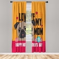 thumbnail image 1 of Ambesonne Mother's Day Curtains, Pug Love My Mom Emoji, Pair of 28"x84", Pale Orange Dark Pink, 1 of 2