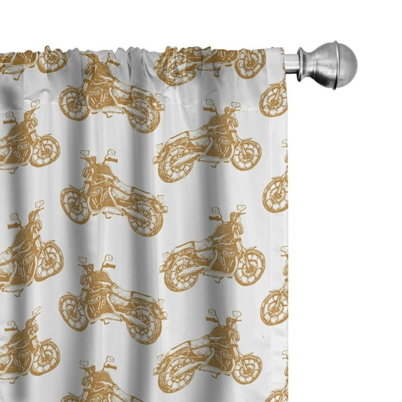 Ambesonne Motorcycle Curtains, Sketchy Choppers, Pair of 28"x63", Pale Brown White