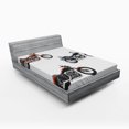 thumbnail image 1 of Ambesonne Motorcycle Fitted Sheet, Hippie Style Travel, Queen Size, Orange Black, 1 of 2