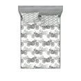 thumbnail image 1 of Ambesonne Motorcycle Fitted Sheet & Pillow Sham Set, Details in Grayscale, Queen, Grey White Black, 1 of 2