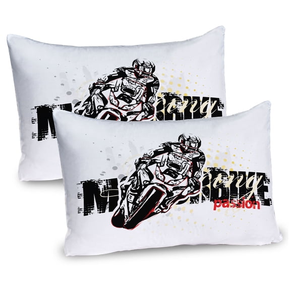 Ambesonne Motorcycle Pillow Sham 2 Pack, Grungy Race Passion, 36"x20", Black Yellow