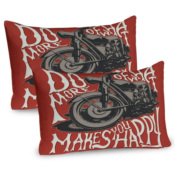 Ambesonne Motorcycle Pillow Sham 2 Pack, Uplifting Words, 36"x20", Red Warm Taupe and White