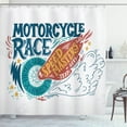 thumbnail image 1 of Ambesonne Motorcycle Shower Curtain, Colorful Tire Words, 69"Wx84"L, Multicolor, 1 of 3