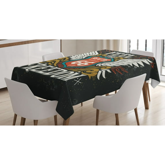 Ambesonne Motorcycle Tablecloth Rectangular Table Cover, Biker Motto Words, 60"x84", Multicolor