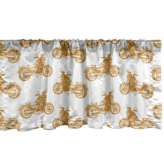 Ambesonne Motorcycle Window Valance, Sketchy Choppers, 42" x 18", Pale Brown White