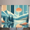 thumbnail image 1 of Ambesonne Mountain Curtains 2 Panel Set, Mid Century Boho Montane, 108" x 108", Sea Blue Salmon, 1 of 2