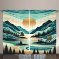 thumbnail image 1 of Ambesonne Mountain Curtains 2 Panel Set, Modern Boho Scene Valley, 108" x 63", Teal Cadet Blue Almond, 1 of 2