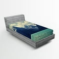 thumbnail image 1 of Ambesonne Mountain Fitted Sheet, Northern Norway Harbor, Twin Size, Almond Green Dark Blue, 1 of 3