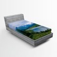 thumbnail image 1 of Ambesonne Mountain Fitted Sheet, Snowy Belukha Peaks, Twin Size, Fern Green Pale Blue, 1 of 2