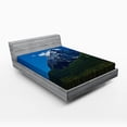 thumbnail image 1 of Ambesonne Mountain Fitted Sheet, Snowy Peaks Trees Park, Full Size, Green Blue White, 1 of 2